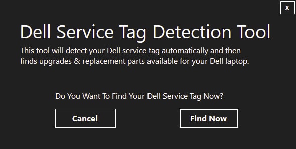 Find replacement parts for your Dell laptop automaticly using this service tag tool