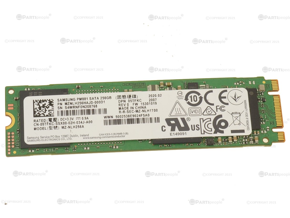 Samsung PM881 256GB SATA SSD Hard Drive M.2 2280 Card - 256GB - 5TFKC w/ 1  Year Warranty
