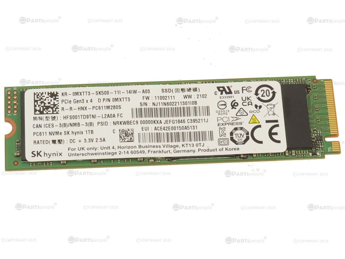 SK Hynix 1TB NVMe PCIE SSD Hard Drive M.2 2280 Card - 1TB - PC611 w/ 1 Year  Warranty