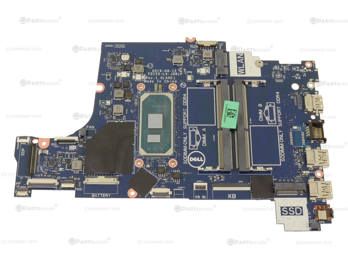 Dell OEM Inspiron 5593 Motherboard System Board Core i7 1.3GHz Quad Core -  Intel Graphics UMA - PTGYC